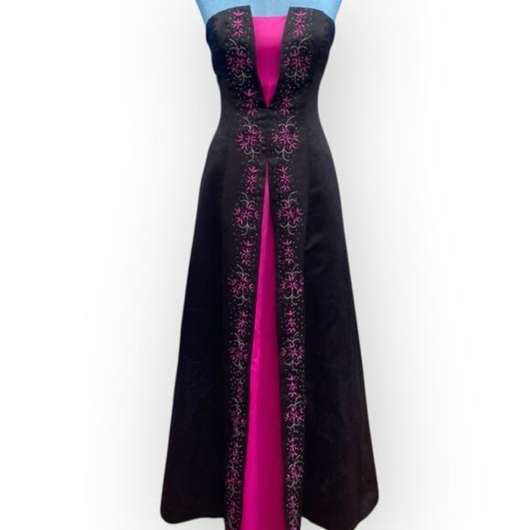 Vintage Morgan Co Strapless Prom Dress Maxi Gown 3/4 Y2K Goth Fairy Corset - Picture 1 of 10